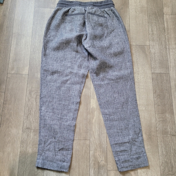 Athleta Gray Bali Linen Pull On Ankle Pants Womens Size 2 Drawstring Comfort - Picture 3 of 6